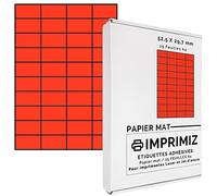 Etichette Adesive multiuso A4-70 x 37 mm - Colore fluo Rosso Opaco - 600 Etichette / 25 fogli - Per stampanti Laser/a getto d'Inchiostro