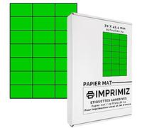 Etichette Adesive multiuso A4-70 x 42 mm - Colore fluo Verde Opaco - 525 Etichette / 25 fogli - Per stampanti Laser/a getto d'Inchiostro