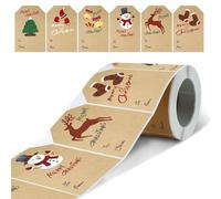 Etichette adesive natalizie 250 pezzi/rotolo 2x3 pollici Sei modelli Etichette adesive natalizie autoadesive Nome per buste presenti Carte Decorazione