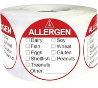 Etichette adesive per allergia allergica, 5 cm, rosso fluorescente, adesivi per allergie alimentari, etichette per la rotazione degli alimenti, etichette per allergia alimentare, etichette per negozi