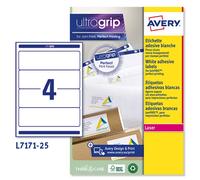 Etichette Adesive per Raccoglitori Avery - Laser - 200x60 mm - L7171-25 (Bianco