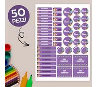 Etichette Adesive Personalizzate Scuola Elementare, Adesivi con nome per bambini per scuola e asilo 50 etichette. Etichette personalizzati per vestiti e giocattoli Mix Donna pirata