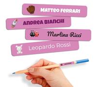 Etichette Adesive Personalizzate Scuola Elementare, Adesivi con nome per bambini per scuola e asilo 80 etichette. Etichette impermeabili, Adesivi personalizzati per vestiti e giocattoli Rosa