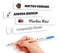 Etichette Adesive Personalizzate Scuola Elementare, Adesivi con nome per bambini per scuola e asilo 80 etichette. Etichette impermeabili, Adesivi personalizzati per vestiti e giocattoli Bianco