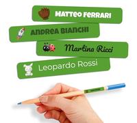 Etichette Adesive Personalizzate Scuola Elementare, Adesivi con nome per bambini per scuola e asilo 80 etichette. Etichette impermeabili, Adesivi personalizzati per vestiti e giocattoli Verde