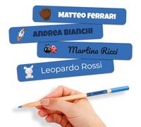 Etichette Adesive Personalizzate Scuola Elementare, Adesivi con nome per bambini per scuola e asilo 80 etichette. Etichette impermeabili, Adesivi personalizzati per vestiti e giocattoli Blu navy