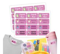 Etichette Adesive Personalizzate Scuola Elementare, Adesivi con nome per bambini per scuola e asilo 90 etichette. Etichette impermeabili, Adesivi personalizzati per vestiti e giocattoli Rosa