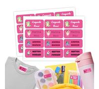 Etichette Adesive Personalizzate Scuola Elementare, Adesivi con nome per bambini per scuola e asilo 90 etichette. Etichette impermeabili, Adesivi personalizzati per vestiti e giocattoli Magenta