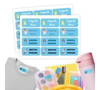 Etichette Adesive Personalizzate Scuola Elementare, Adesivi con nome per bambini per scuola e asilo 90 etichette. Etichette impermeabili, Adesivi personalizzati per vestiti e giocattoli Blu