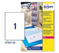 Etichette Adesive QuickPeel Avery - A4 - 210x297 mm - L7567-25 (Trasparente Conf