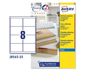 Etichette Adesive QuickPeel Avery - A4 - 99,1x67,7 mm - J8565-25 (Trasparente Co