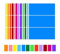Etichette adesive rettangolari in 12 colori, 102 x 51 mm, in vinile, impermeabili, autoadesive, rimovibili, per ufficio, casa e lavoro, 36 fogli