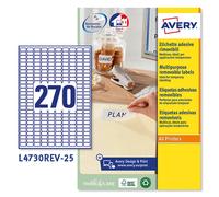 Etichette Adesive Rimovibili Avery - 17,8x10 mm - L4730REV-25 (Bianco Conf. 25)