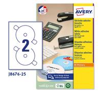 Etichette Adesive Rotonde Full-Face CD Avery - 117 mm - J8676-25 (Bianco Patinat
