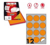 Etichette Adesive Rotonde Markin - 60 mm - X210R310F-AR (Arancione Fluo Conf. 12