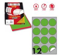 Etichette Adesive Rotonde Markin - 60 mm - X210R310F-VE (Verde Fluo Conf. 100)