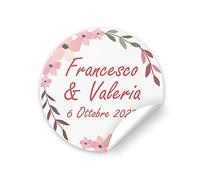 Etichette adesive tonde personalizzate utilizzabili per comunioni, matrimoni, cresime, compleanni, feste vintage- bollini personalizzati con nome e data (mod 8)