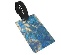 Etichette astratte per bagagli stampate con pietra marmorizzata con cinturino da polso, etichetta identificativa per valigie, elementi essenziali da viaggio in aereo