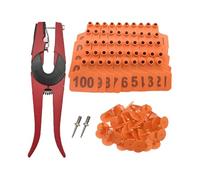 Etichette auricolari, etichette per la marcatura del bestiame, numero 001-100, etichette auricolari con applicatore per la gestione del bestiame, ovini, bovini, capre, programmi di identificazione
