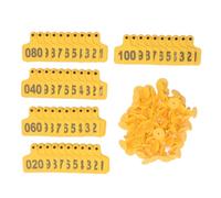 Etichette auricolari per animali, in plastica spessa, numerate da 01 a 100, per bovini, capre e maiali; etichette di identificazione resistenti allo sbiadimento e agli agenti atmos (Giallo con