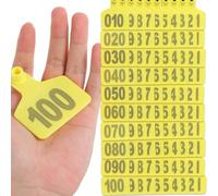 Etichette auricolari per bovini, Confezione da 100 etichette auricolari for bestiame multicolori, dimensioni multiple numerate 001-500(Yellow 4 * 5cm (1.57 * 1.96in),201-300)