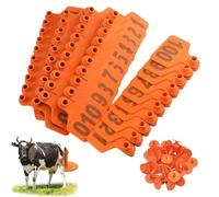 Etichette auricolari per bovini, Confezione da 100 etichette auricolari for bestiame multicolori, dimensioni multiple numerate 001-500(Orange 6 * 7.5cm (2.36 * 2.95in),201-300)