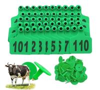 Etichette auricolari per bovini, Confezione da 100 etichette auricolari for bestiame multicolori, dimensioni multiple numerate 001-500(Green 7.5 * 10cm (2.95 * 3.93in),101-200)