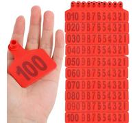 Etichette auricolari per bovini, Confezione da 100 etichette auricolari for bestiame multicolori, dimensioni multiple numerate 001-500(Red 7.5 * 10cm (2.95 * 3.93in),101-200)