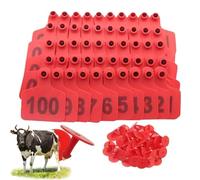 Etichette auricolari per bovini, Confezione da 100 etichette auricolari for bestiame multicolori, dimensioni multiple numerate 001-500(Red 7.5 * 10cm (2.95 * 3.93in),301-400)