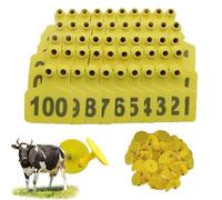 Etichette auricolari per bovini, Confezione da 100 etichette auricolari for bestiame multicolori, dimensioni multiple numerate 001-500(Yellow 4 * 5cm (1.57 * 1.96in),001-100)
