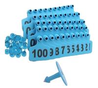 Etichette auricolari per bovini, Confezione da 100 etichette auricolari for bovini in PE numerate multicolori, dimensioni multiple(Blue,7.5 * 10cm (2.95 * 3.93in) 001-100)