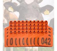 Etichette auricolari per bovini, Confezione da 100 etichette auricolari for bovini multicolori, dimensioni multiple numerate 001-500(Orange 7.5 * 10cm (2.95 * 3.93in),101-200)