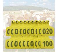 Etichette auricolari per bovini, Confezione di 100 etichette auricolari numerate for bestiame, dimensioni multiple multicolori(Yellow 6 * 7.5cm (2.36 * 2.95in),001-100)
