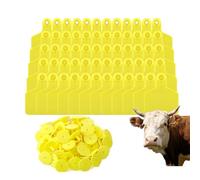 Etichette auricolari per bovini da 100 pezzi Etichette identificative per animali in PE brillante, etichette auricolari di grandi dimensioni adatte per la gestione del bestiame, bovini yellow 100pcs