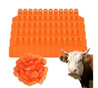 Etichette auricolari per bovini da 100 pezzi Etichette identificative per animali in PE brillante, etichette auricolari di grandi dimensioni adatte per la gestione del bestiame, bovi arancione 100pcs