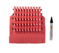Etichette auricolari per bovini, Marchi auricolari for bestiame con etichetta Z in monopezzo, confezione da 50 o 100 pezzi in multicolore(Red,50pcs+pen)