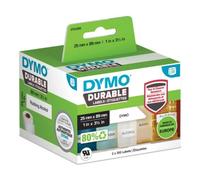 DYMO LW - Etichette industriali durevoli per etichettatrici LabelWriter, Colore Bianco, 25 x 89 mm, 2 Rotoli da 350 Pezzi