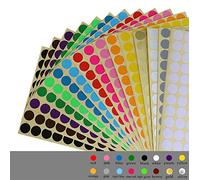 Etichette Autoadesive Rotonde,16MM piccola rotonda Dot autoadesivi appiccicosi Marcatura colore Etichette per Ufficio, Scuola, Calendari, Adesivi Mappa (16 Fogli)