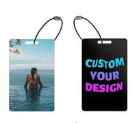 Etichette Bagaglio Personalizzate con Nome e Foto - Targhette Identificative per Viaggi, Golf e Crociere - Piastrina per Valigia Su Misura con Logo e Cinturino - Accessori da Viaggio