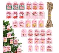 Etichette Buon Natale - 30 Pezzi Ornamenti Di Cartoncino | Targhette in Legno con Cordino e Fori,Per Lavori Artigianali Festivi Compleanno Halloween Omaggi Per Feste Decorazioni Famiglia