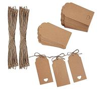 Etichette Carta Kraft,200 Pcs Tag Regalo Marroni bianchi matrimonio etichetta tag con 200 radice iuta spago,per l'artigianato Matrimoni Natale Compleanno