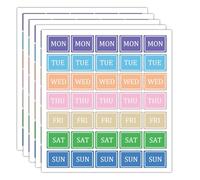Etichette colorate settimanali 7 giorni lun-sole per diari alimentari, calendari, adesivi 1 × 0,75 cm