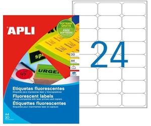 Etichette, colore: arancione fluorescente, 64 x 33,9 480u