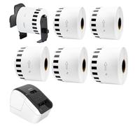 Etichette Compatibili DK-22223 a Lunghezza Continua 50mm x 30,48m per Stampanti Brother QL - Rotoli Adesivi per Ufficio, Spedizioni e Archiviazione (6 Rotoli (1 con Supporto + 5 senza))