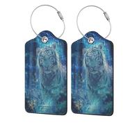 Etichette con anello in acciaio inossidabile in pelle di tigre da sogno personalizzate per donne, uomini e bambini, 4 pezzi