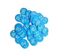 Etichette con numeri da tavolo, Etichette con numeri incisi con foro multicolore, 100 pezzi, numeri 1-100 su un lato(Blu)