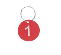 Etichette con numeri rotondi Etichette numerate in plastica Confezione da 100 Rosso Nero for Portachiavi Borse Bagagli(Red)