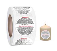 Etichette da 1.5 pollici Candle Warning | 1 Roll Candle Safety Labels - Candle Jar Contenainer Adesivi per Candle Making Candle Jars and Tins Adawd
