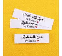 Etichette da cucire personalizzate 20/50/100, etichette personalizzate for abbigliamento, cartellini con marchio, logo o testo, nastro di cotone, articoli fatti a mano, stampati