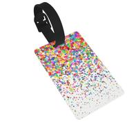 Etichette da viaggio divertenti con stampa artistica a pois colorati per valigie, facile identificazione e fissaggio sicuro